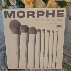 Morphe 9-Piece Face & Eye Brush Set — White Handles, Light Gray Bristles